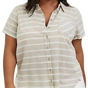 Striped Short Sleeve Camp Shirt button down